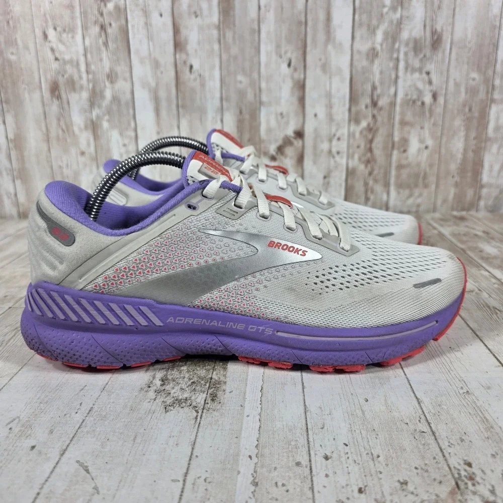 Brooks Adrenaline GTS 22 Womens 10.5 Running Shoes Gray Purple 1203531B105